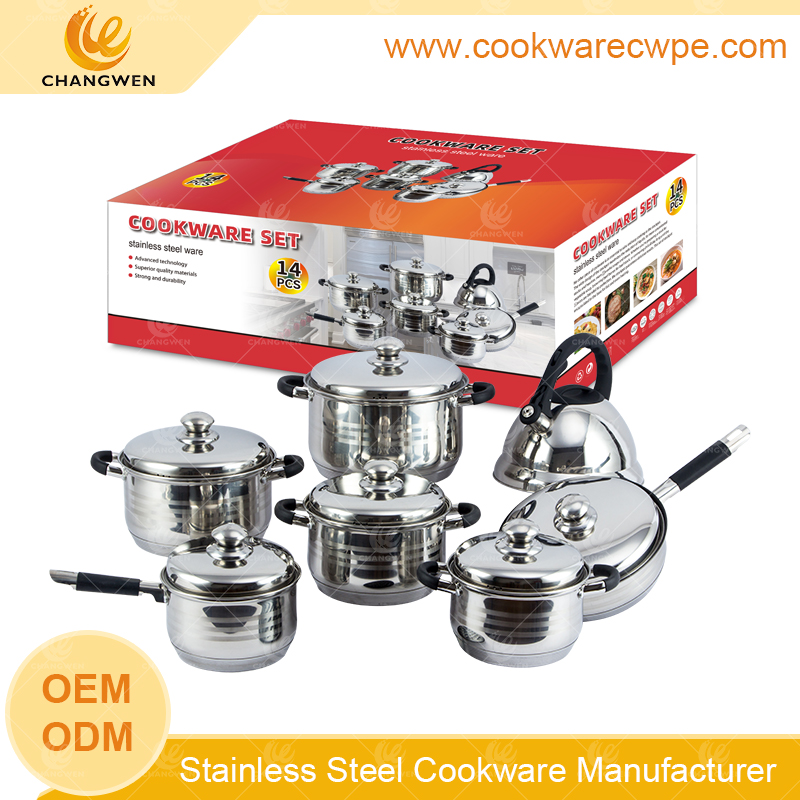 cookware set cooking pan stainless steel wok frying pan saucepan cookware factory made CW51001-14Y01