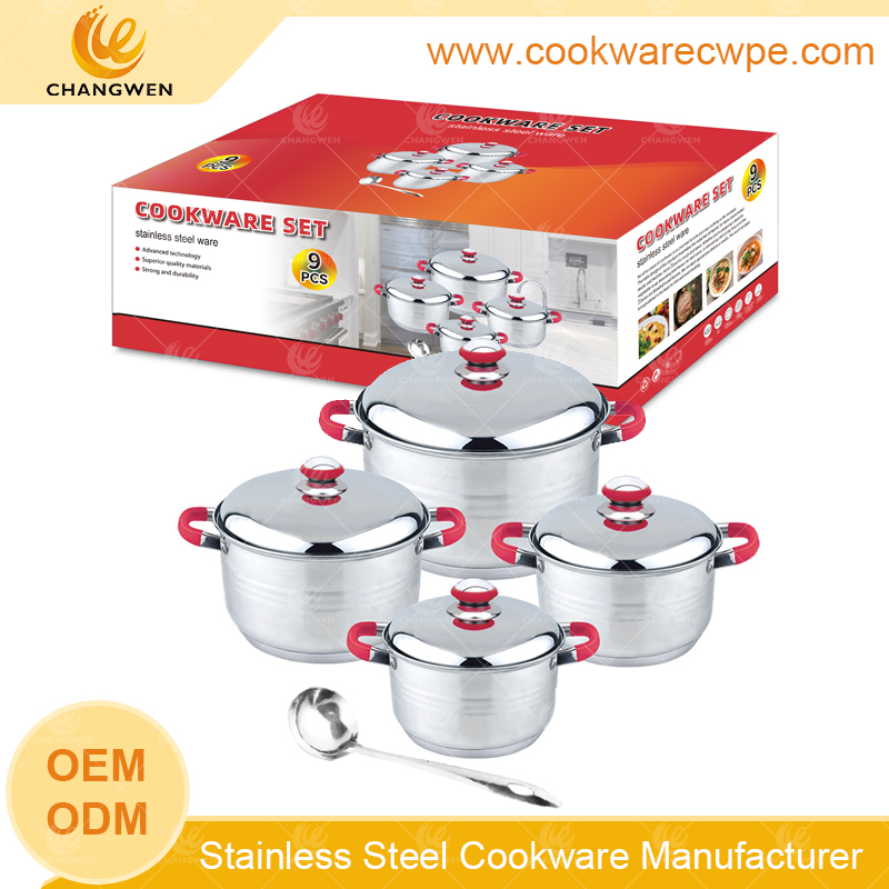 S/S cooking stock pot cookware 7 stepped-bottom mirror plishing 3 stain lines capsule bottom CW51002-09N01