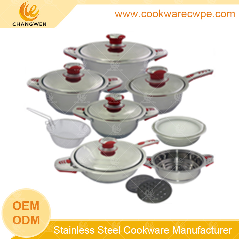 stainless steel pots set cookware set pots and pans S/S lid impacting logo at bottom CW51006-16N02