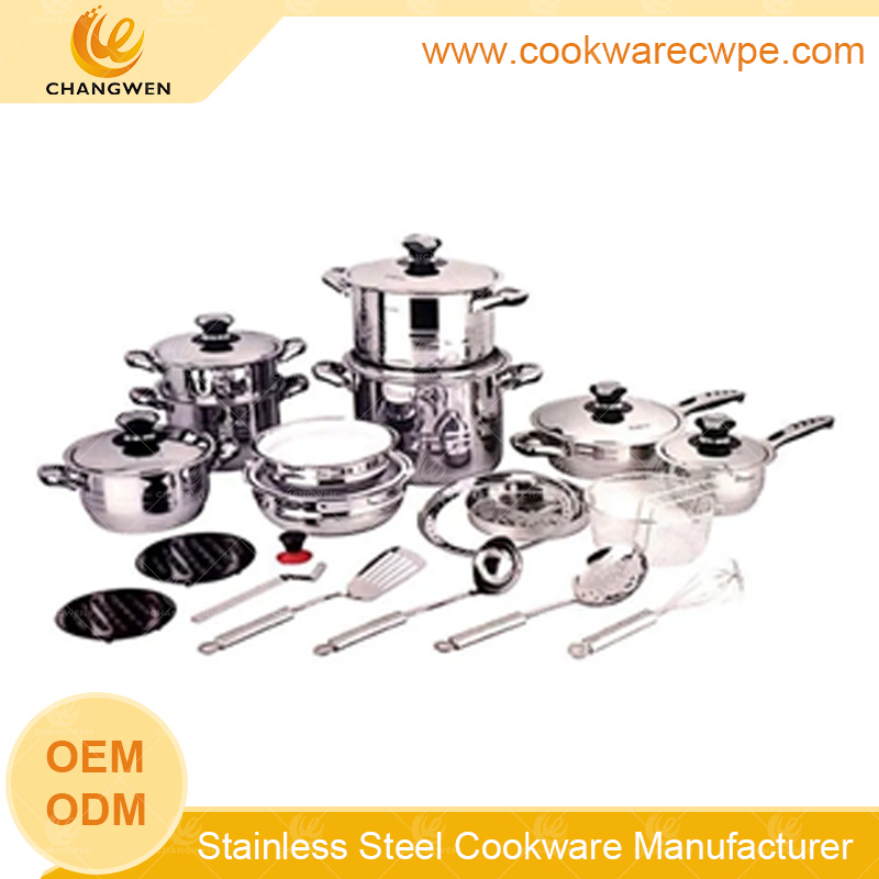 28pcs stainless steel cookware cook pan pots and pans frying pan wide edge cookware CW51006-28N01