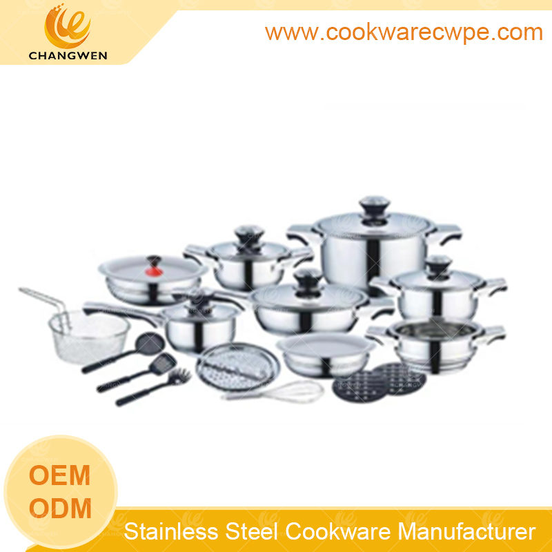 large stainless steel cookware set pots and pans cook pan 9 steps bottom CW51008-24N01