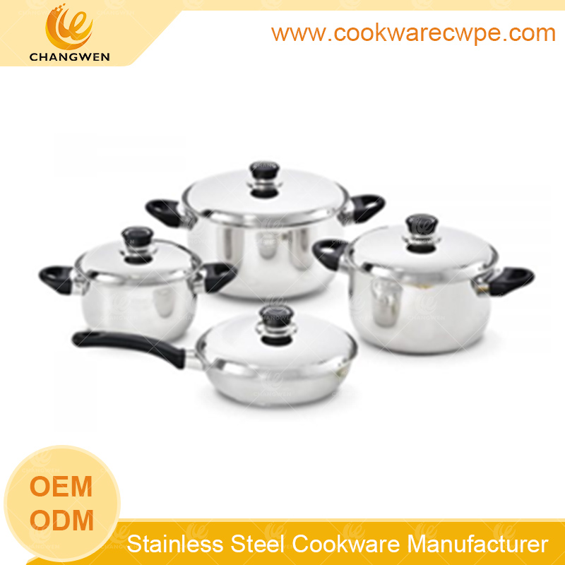 8pcs stainless steel pots and pans fry pan cooking pan saucepan casserole China wholesaler CW51009-08N01