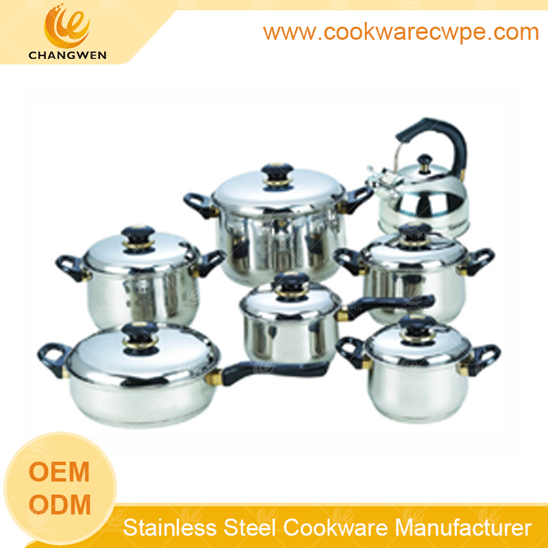 cookware set S/S cook pan frying pan pots and pans kitchenware set China OEM CW51009-14N01