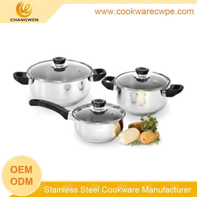 stainless steel cooking pan customized cookware set pots and pans OEM factory mirror polishing CW51010-06N01