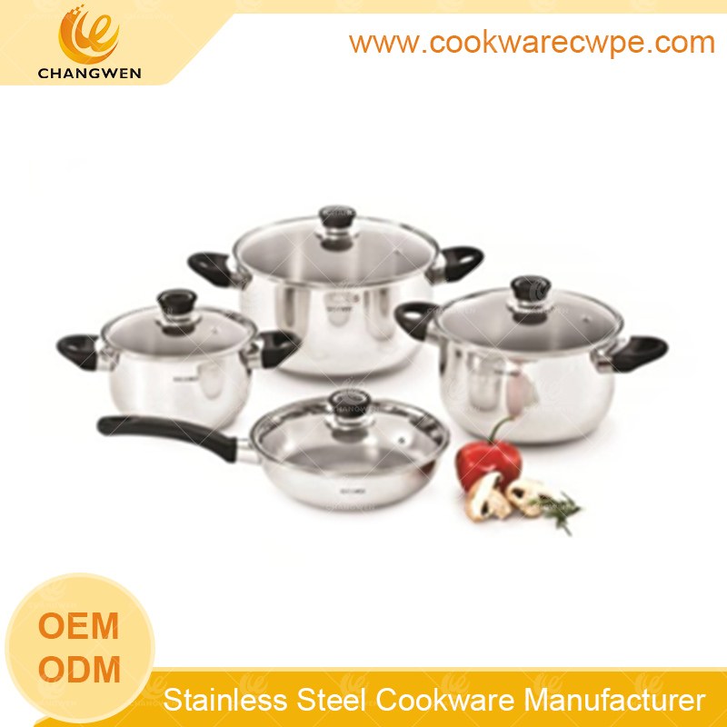 stainless steel cookware pot set pots and pans frying pan saucepan casserole customized factory CW51010-08N01