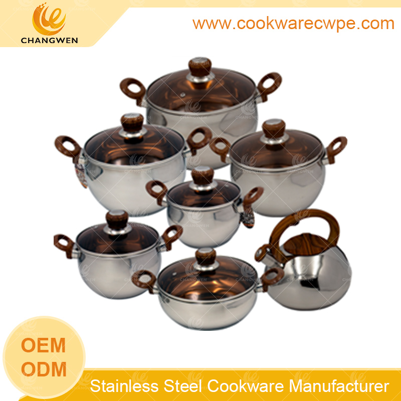 13pcs cookware set stainless steel frying pan saucepan stock pot experienced factory  CW51011-13N01