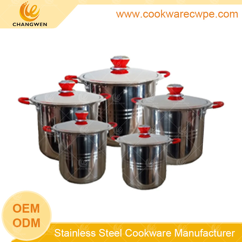 10pcs stainless steel wide edge frying pan stock pots pots and pans cookware set CW51013-10N01