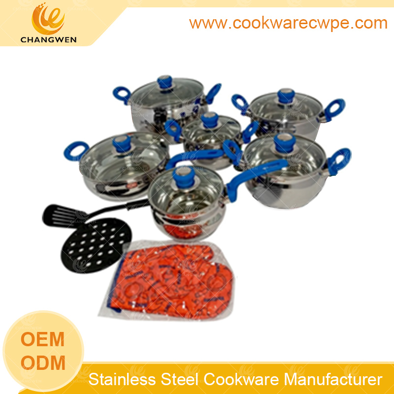 belly shape stainless steel cookware set cook pan stock pot pans and pots CW51014-12N01